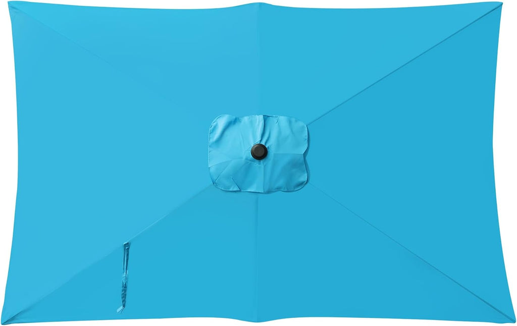Rectangular Patio Umbrella, Table Market Umbrella with Tilt and Crank, Outdoor Umbrella Pool and Beach - Light Blue