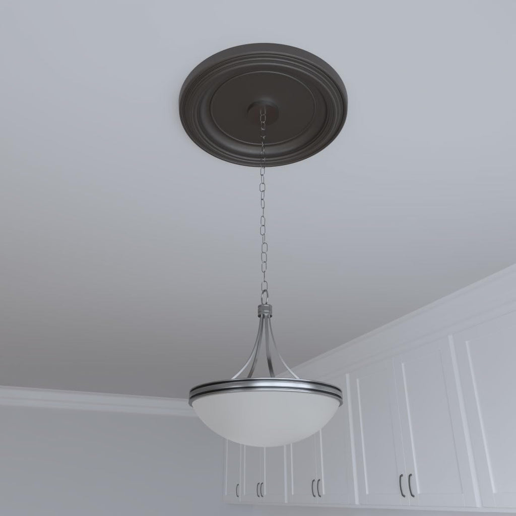 19"OD x 3 1/2"ID x 1 1/2"P Traditional Thermoformed PVC Ceiling Medallion (Fits Canopies up to 11 1/2"), Metallic