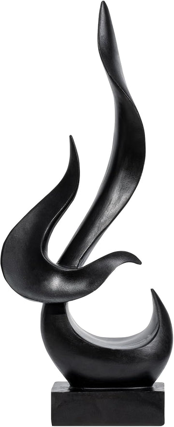 Black Fire Flame Sculpture, Modern Abstract Resin Statue, Art Statue Home Decor TV Stand Coffee Table Shelf Accents