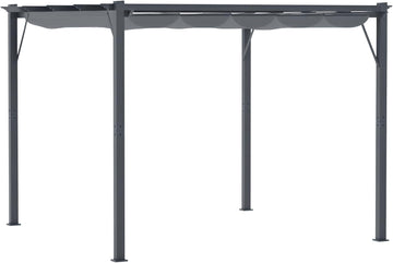 10' x 10' Aluminum Patio Pergola with Retractable Pergola Canopy, Backyard Shade Shelter for Porch, Outdoor Party