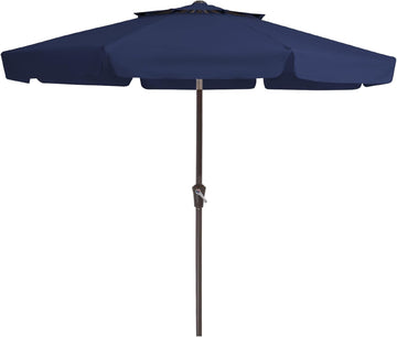 9' 2-Tiers Patio Umbrellas Outdoor Market Table Umbrella w/Push Button Tilt/Crank, 8 Sturdy Ribs - Navy Blue