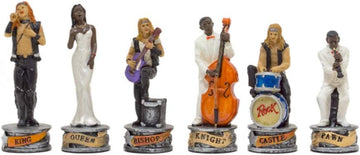 The Jazz Band Vs Rock Stars Hand Painted Themed Chess Pieces