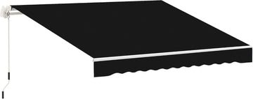 8' x 7' Patio Retractable Awning, Manual Exterior Sun Shade Deck Window Cover, Black