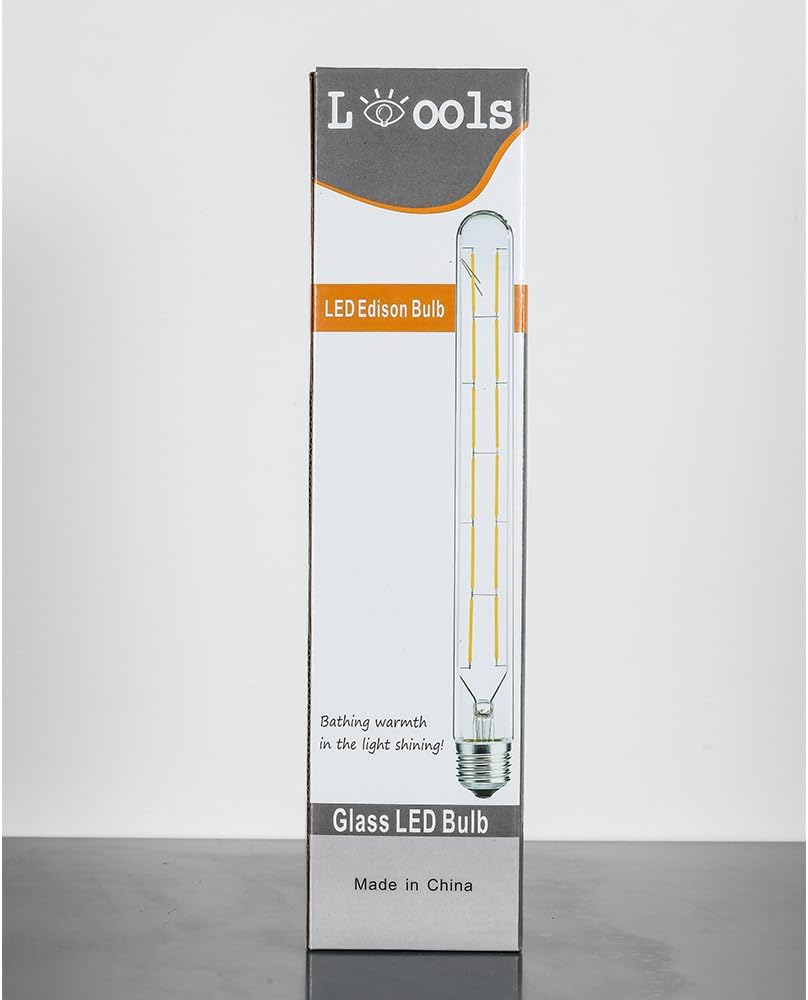 LED Tube Bulbs,T10 Tubular Edison Style LED Filament Bulb, 12W Dimmable Antique LED Bulb,E26 Base,Clear Glass,Warm (Pack Of 4)