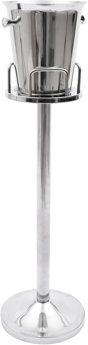 Champagne Bucket with Stand, 5L Stainless Steel Ice Bucket Stand Removable Wine Cooler with Handles, 35.83 Inch Tall