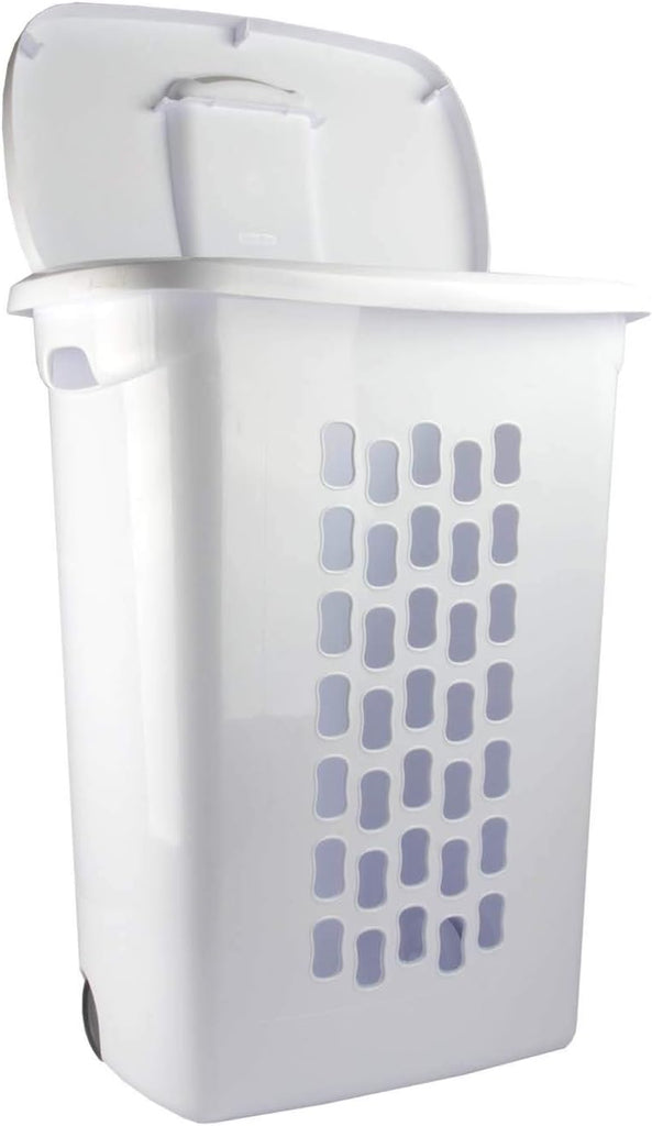 Ultra Wheeled Laundry Hamper with Lid, Handle and Wheels for Easy Rolling of Clothes to and from the Laundry Room