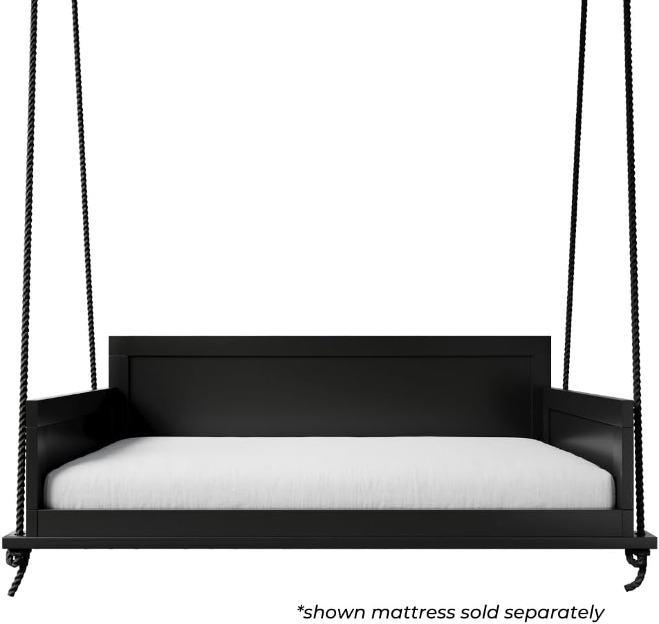 Casual The Philly Amish Crafted 5 Foot Porch Swing Bed in Black, Daybed Swing Made in The USA from Kiln Dried Pine