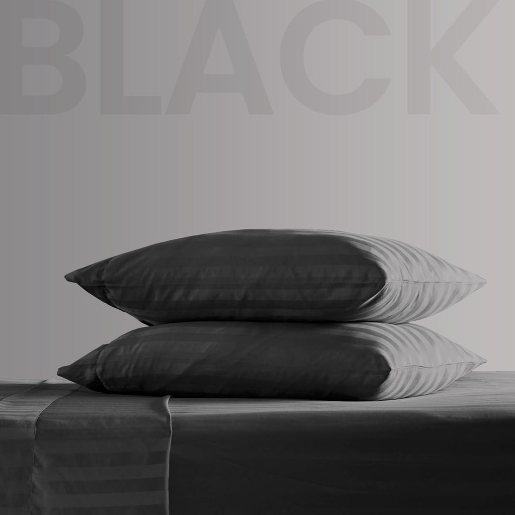 Striped Cooling Queen Sheets Set - Fitted Flat Sheet & Pillowcase Sets 4 Piece - Super Soft Stripe Bed Sheet, Easy
