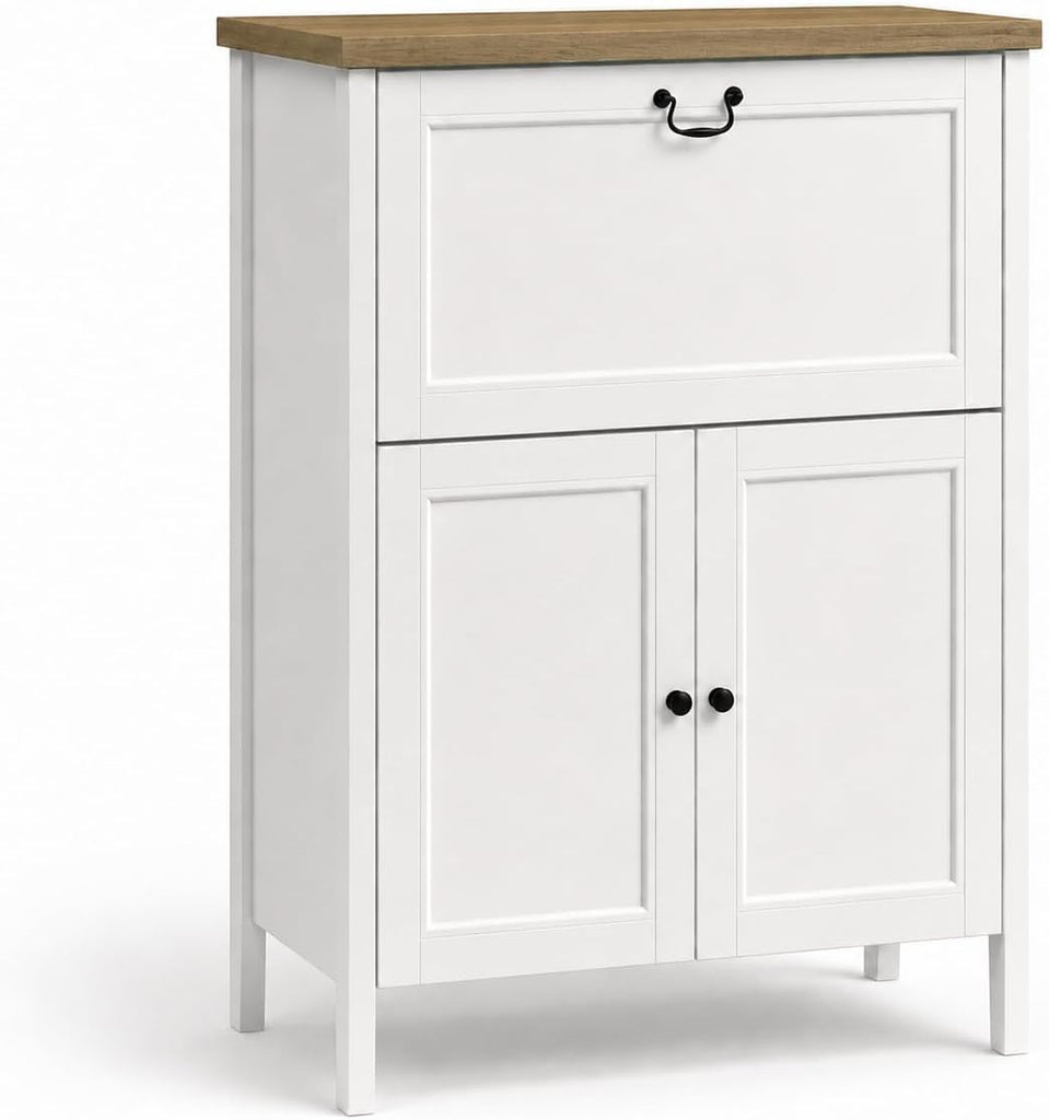 Shoe Cabinet with Flip Drawer, Shoe Storage Cabinet with Boot Rack and 6 Boot Clips, Narrow Entryway Shoe Cabinet