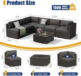 7-Piece PE Rattan Outdoor Patio Furniture Set | Grey All-Weather Resistant for Patio, Garden & Porch