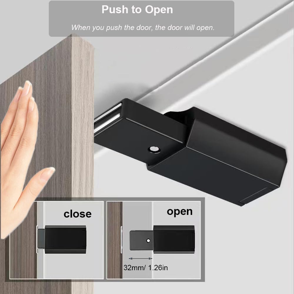 Push to Open Door Latch Cabinet Hardware 2 Pack Magnetic Push Latch & Lock Heavy Duty Touch Latch and Catch for Hidden