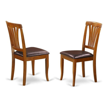 West Furniture AVC-SBR-LC Avon Dining Chairs - Faux Leather Upholstered Wood Chairs, Set of 2, Saddle Brown
