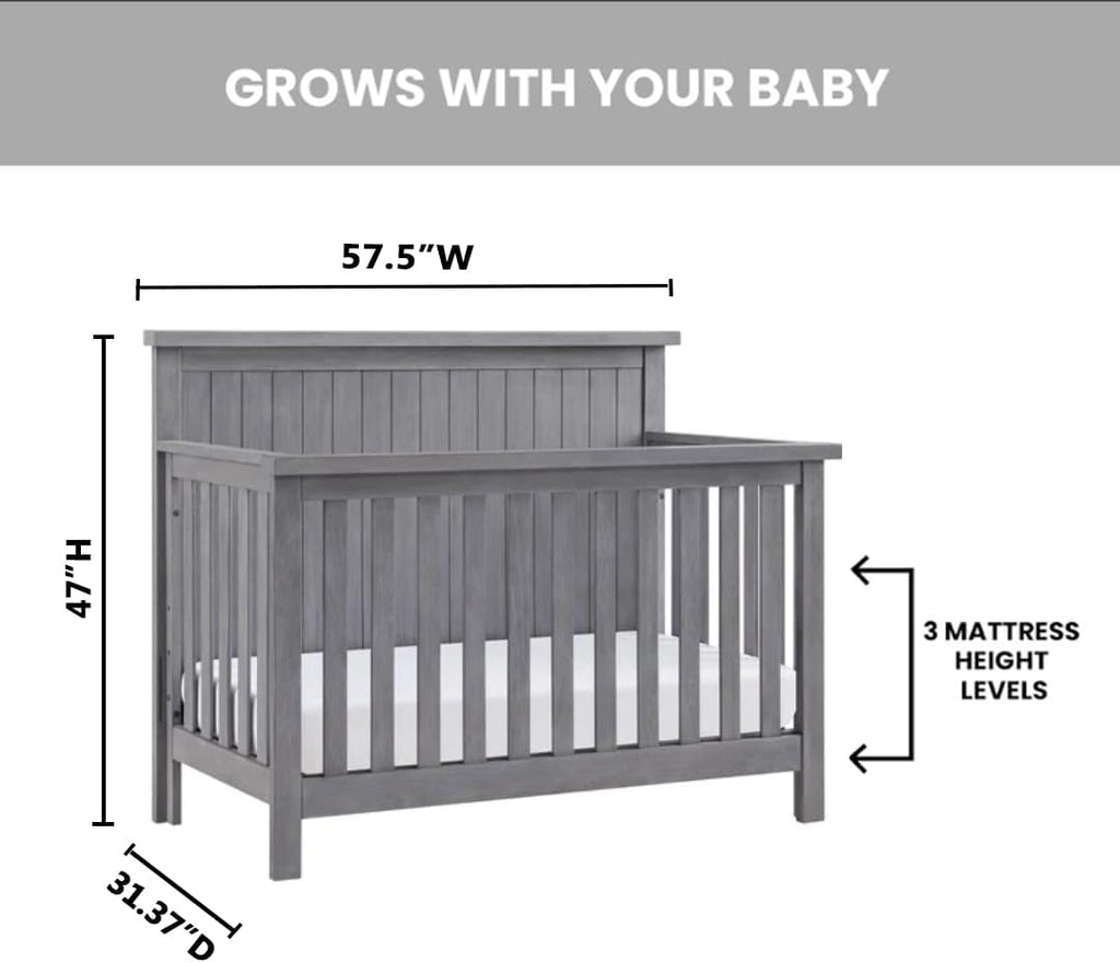 Everlee 4-in-1 Convertible Crib, Graystone