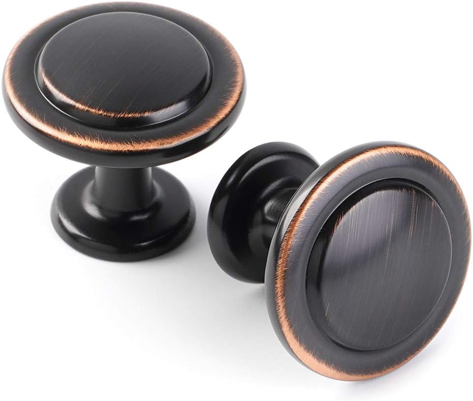 Round Cabinet Knobs Oil Rubbed Bronze Cabinet Pulls, Dia. 1-1/4 Inch, 10 Pack Bronze Drawer Knobs Cabinets 1960 Drawers