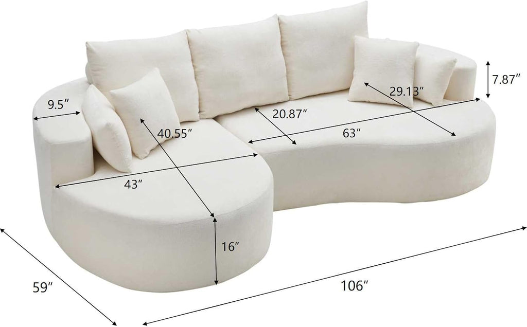 106" Curved Modular Sectional Sofa, Comfy Sofa Couch with Chaise Lounge, Modern Cloud Couch with Deep Seat