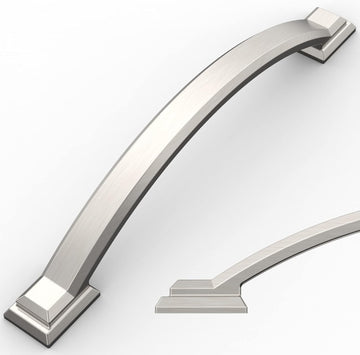 10 Pack Brushed Satin Nickel Cabinet Pulls 5 Inch(128mm) Hole Centers, Handles Hardware, Arch Cabinet Handles Drawer
