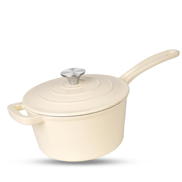 Enameled Cast Iron Sauce Pan, 2 Quarts Round Sauce Pot with Lid, Mini Dutch Oven Enamel Saucepan for Cooking Pasta