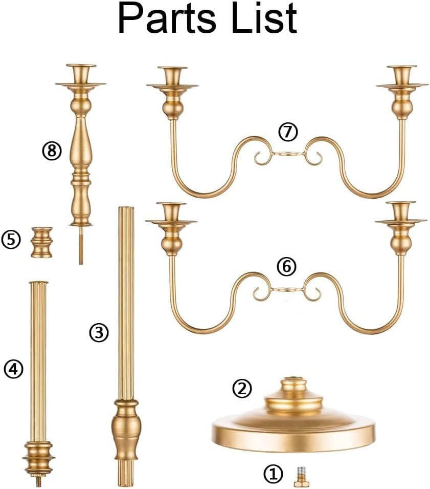 Gold Wedding Candelabra Tall - 50" Antique Floor Candelabra, Metal 5 Arm Candelabra, Spiral Candelabra Candle Holder