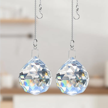 2PCS 40mm AB Suncatcher Crystals Ball Prism Rainbow Maker with Chain Hanging Window Sun Catchers Home Garden