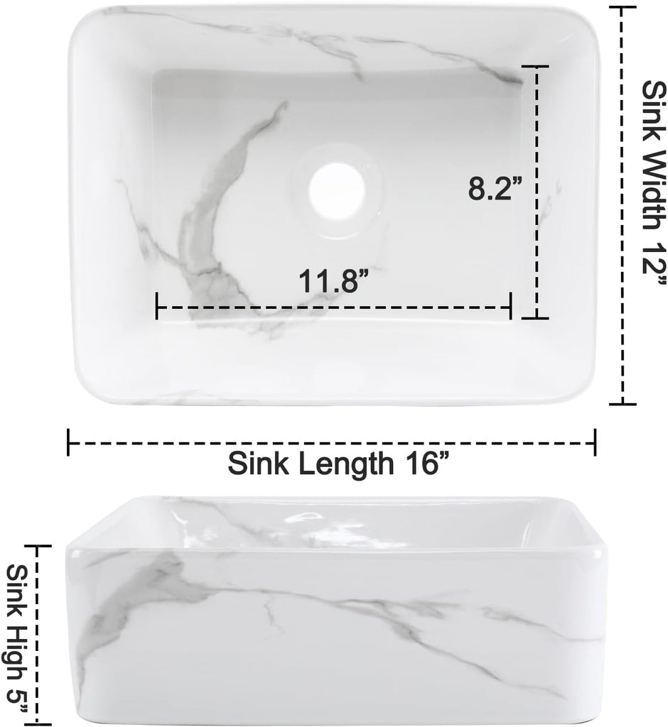Bathroom Vessel Sink Combo with Faucet and Pop-up Drain