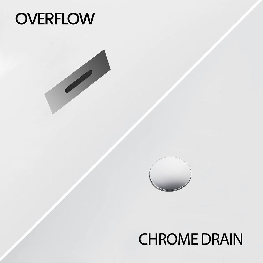 59" Deep Soaking Bathtub, Non-Slip Acrylic Tub with Chrome Drain, CUPC Certified, Ergonomic Modern Bath for Bathrooms