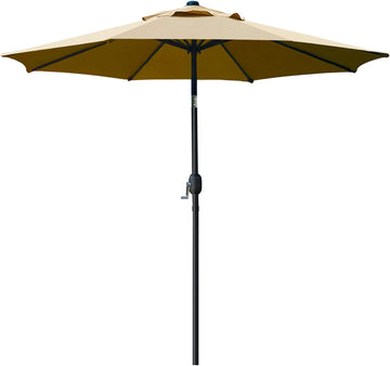 9' Patio Umbrella Outdoor Table Umbrella with 8 Sturdy Ribs (Tan)