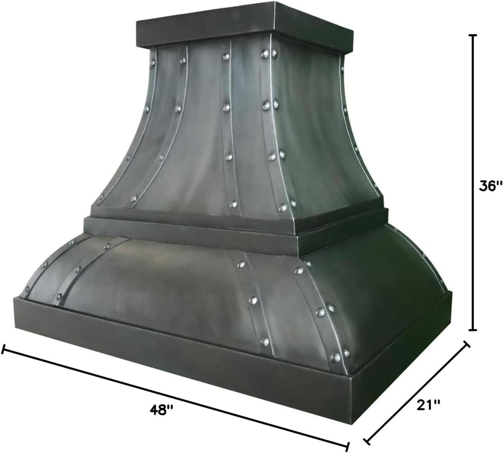 Copper Wall Mount Range Hood 1150 CFM LED Lights Dishwasher-Safe Baffle Filters