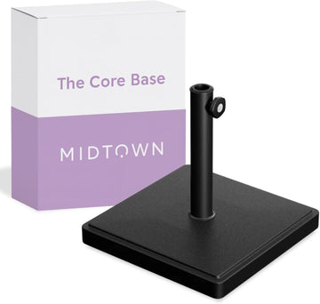 The Core Base - Patio Umbrella Base with Wheels. Aluminum Base Pole for Umbrella Poles of 1.5-2 Inches Diameter.