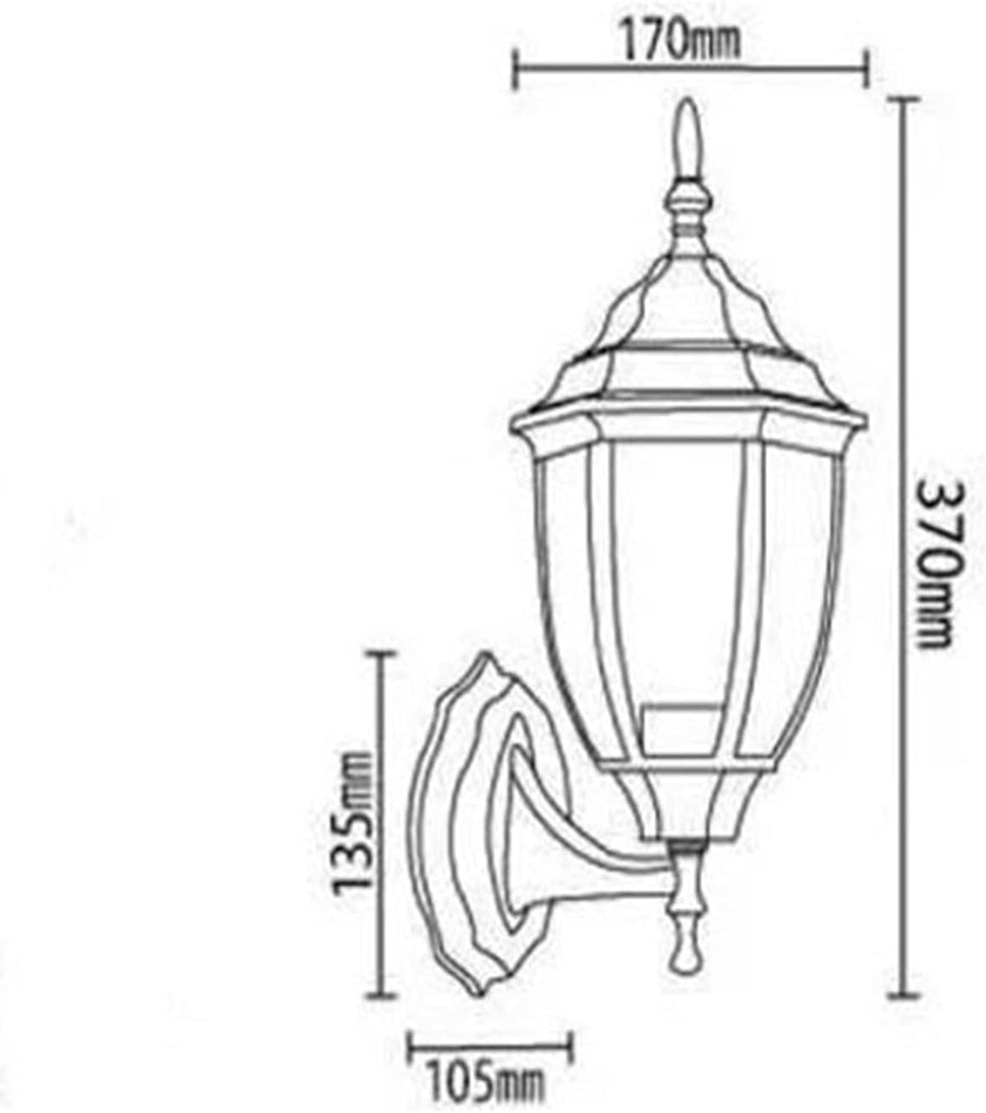 Outdoor Post Light, Vintage Hex Garden Wall Lamp Waterproof Outdoor Wall Light Corridor Courtyard Balcony Lamp for Pathway Garden Post Pole Mount - Black