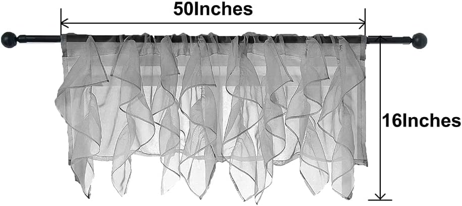 Ruffled Voile Semi Sheer Curtain Valance, Kitchen Living Room Shabby Chic Ruffle Valance Curtains, Girls Daughters