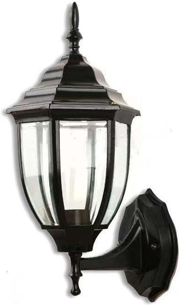 Outdoor Post Light, Vintage Hex Garden Wall Lamp Waterproof Outdoor Wall Light Corridor Courtyard Balcony Lamp for Pathway Garden Post Pole Mount - Black