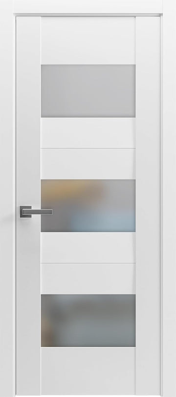 Solid French Door Opaque Glass 42x84 inches/Sete 6003 White Silk/Single Regular Panel Frame Handle/B