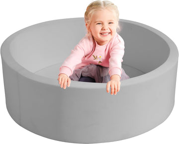 Foam Ball Pit, 36" x 12" Indoor Soft Ball Pool for Kid,Light Grey