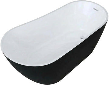 67" Deep Soaking Bathtub, Non-Slip Acrylic Tub with Chrome Drain, cUPC Certified, Ergonomic Modern Bath for Bathrooms