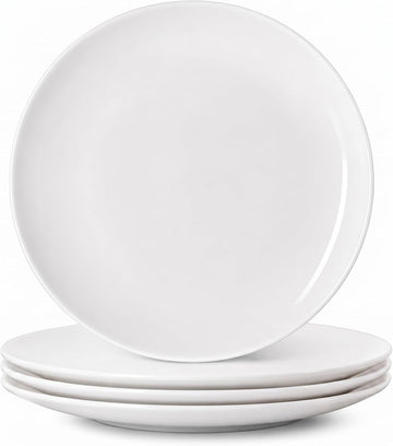 Serving Platters Set of 4, 12 Inch White Ceramic Serving Plates, Round Platters for Pasta, Steak, Appetizers and