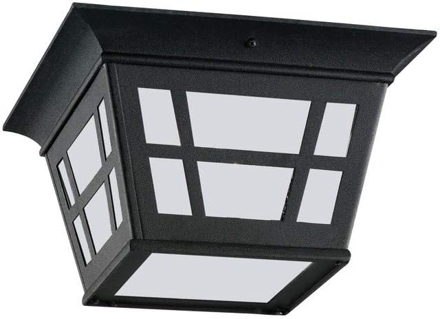 Transitional Two Light Outdoor Flush Mount from Herrington Collection in Black Finish, 10.75 inches, 11 inch