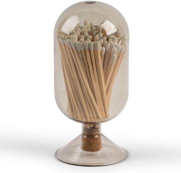Premium Glass Match Cloche - Matches in a Jar with Striker. Great for Candles, Fireplace. Or Use Bottle for Bath