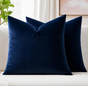 Velvet Throw Pillow Covers 20x20 Inch Pack of 2 Dark Blue