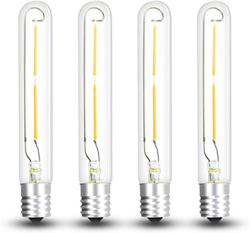 LED T6.5 Tubular Filament Bulb, 2W T6.5 LED Appliance Light Bulb E17 Intermediate Base, 20W Incandescent Equivalent (4-Pack)