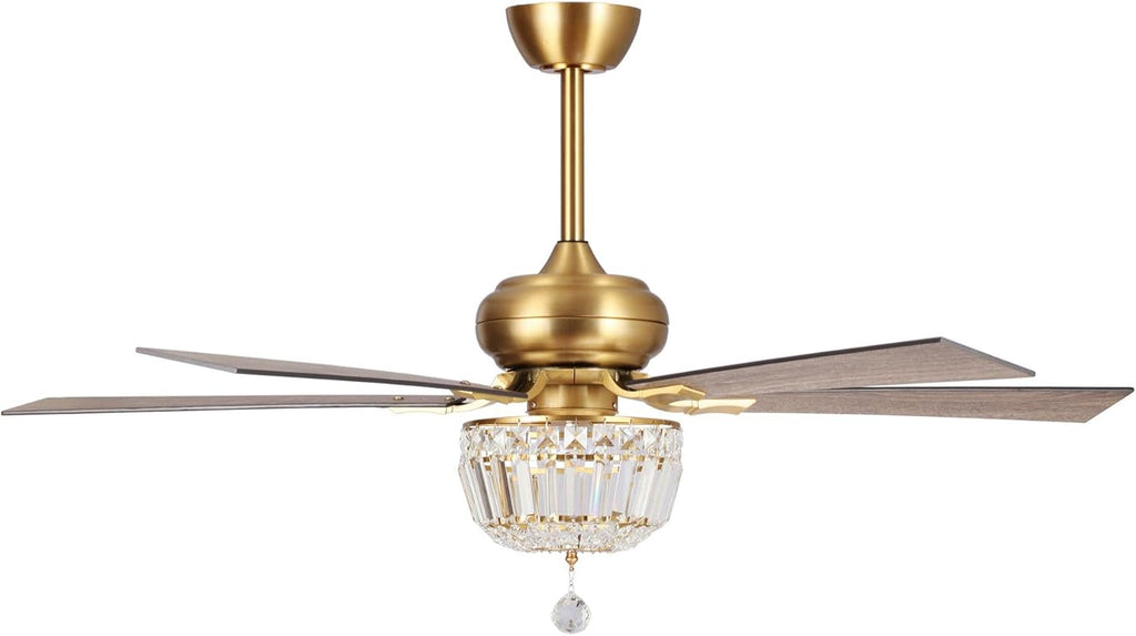 Gold Ceiling Fans with Lights and Remote 52 Inch Crystal Chandelier Ceiling Fan