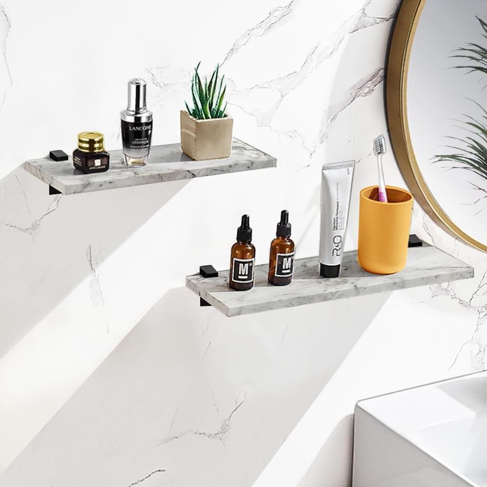 Bathroom Floating Shelves, Marble Stone Wall Mount Shelf Organizer , Wall Decor,Kitchen Storage