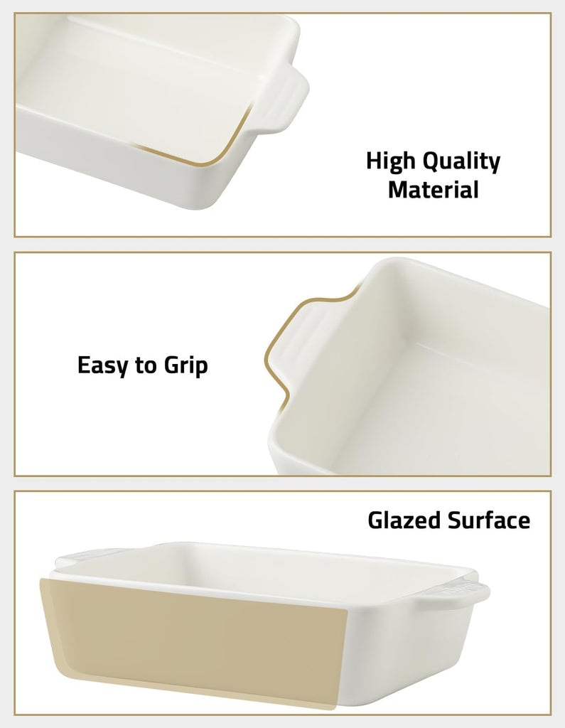 Ceramic Bakeware Set, Rectangular Dish for Oven Lasagna Pans for Cooking, Kitchen, Cake Dinner, Banquet and Daily
