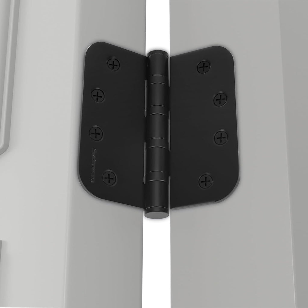 3 Pack 4'' Black Ball Bearing Door Hinges - Heavy Duty Stainless Steel Hinges Doors, 5/8'' Radius Corners