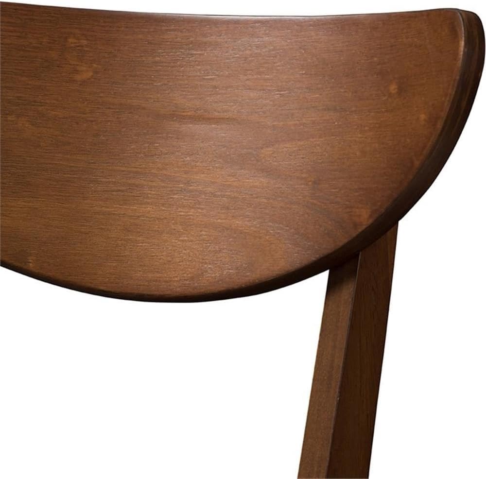 30" Bar Stools, Faux Leather and Rubberwood, Black and Walnut Brown Finish, Set of 2, Bentwood Back, Mid-Century