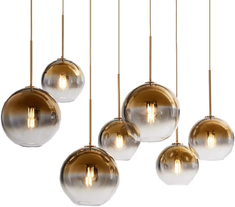 Gradient Color Glass Pendant Light,Modern Glass Hanging Light Chandelier Light (Gold, 20cm)