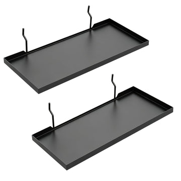 13x6 Inch Pegboard Shelves Set of 2, Metal Peg Board Shelf, Black