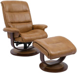 Modern Reclining Swivel Lounge Chair and Ottoman — Brown Leather