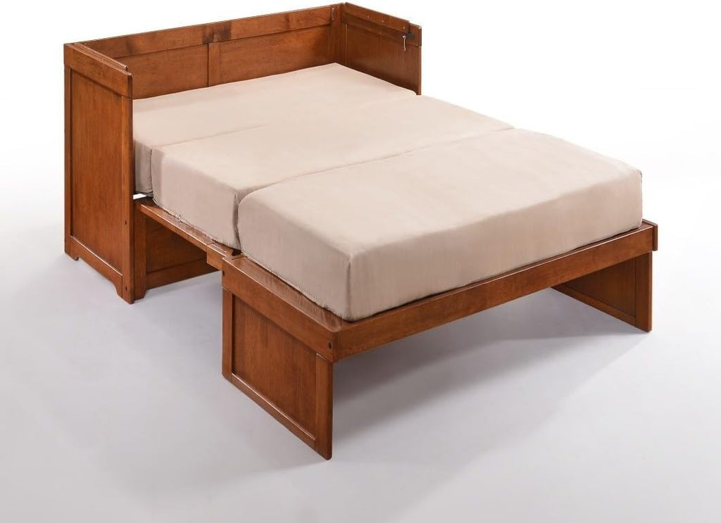 Cube Pre-Assembled Cabinet Murphy Bed Twin XL w/Mattress, Cherry
