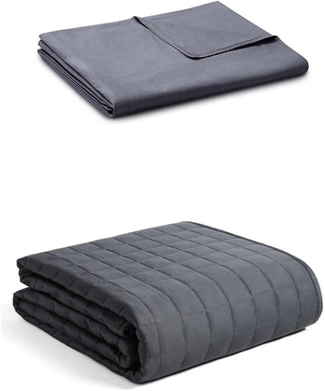 Exclusive Weighted Blanket 3.0 3-Side Zipper Duvet Cover Bundle(48x72 in, 10lbs, Dark Grey)
