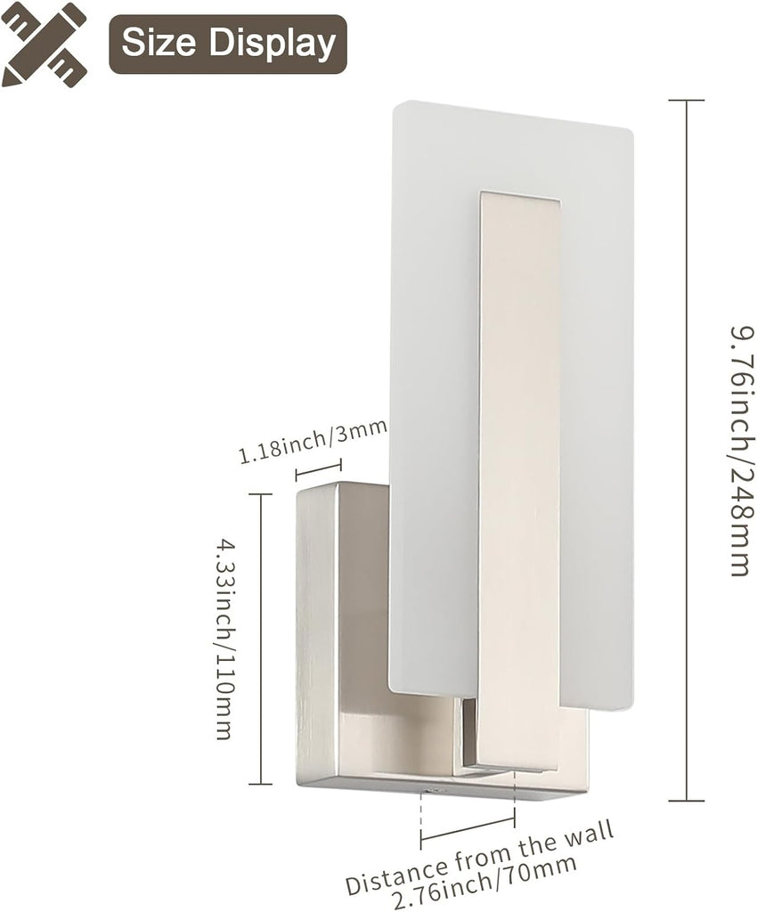 Modern LED Wall Sconce Set of 2, Hardwired 3000K Warm White Light Wall Lights, 7W Up and Down Wall Mount Light, 9.76